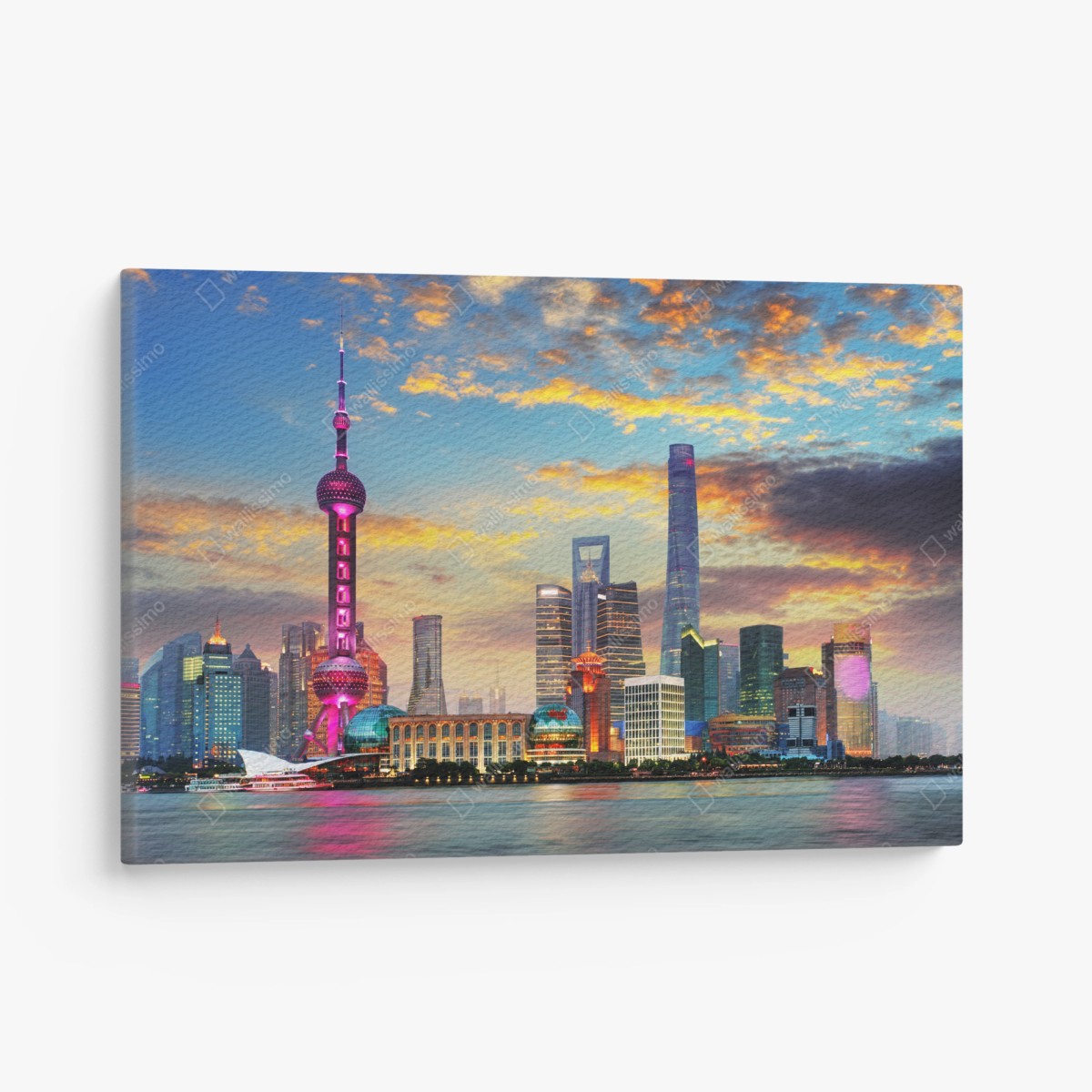 Leinwandbild Shanghai skyline bei sonnenuntergang – Wallnifity®