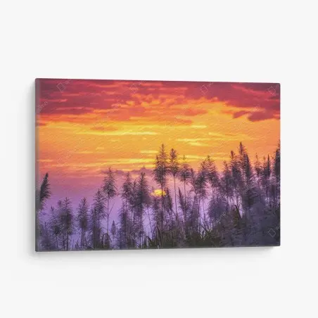 Leinwandbild goldener sonnenuntergang über wildgräsern – Wallnifity®