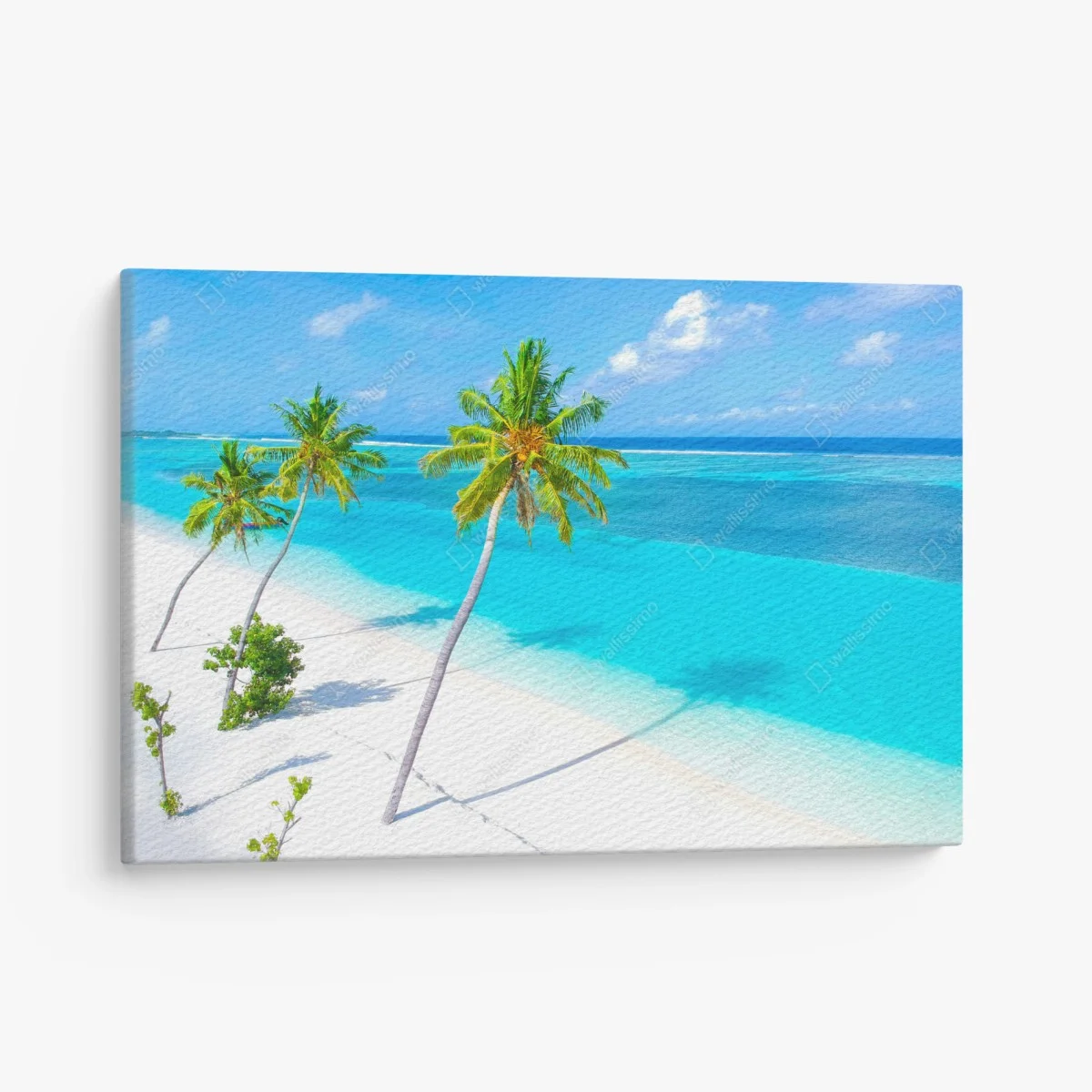 Leinwandbild tropischer türkisfarbener strand mit palmen – Wallnifity® Leinwandbild tropischer türkisfarbener strand mit palmen – Wallnifity®