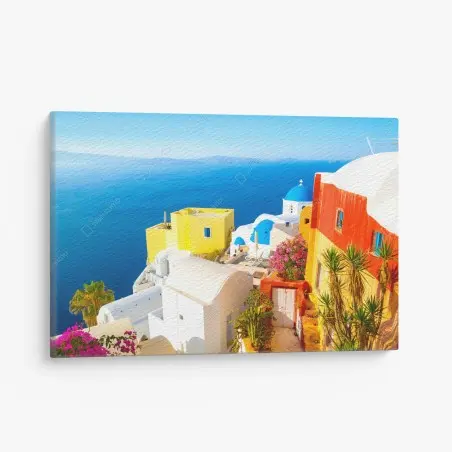 Leinwandbild sonniges Santorini küstendorf – Wallnifity®
