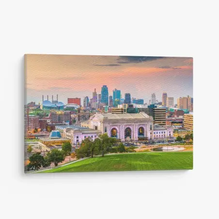 Leinwandbild Kansas City skyline bei dämmerung – Wallnifity®