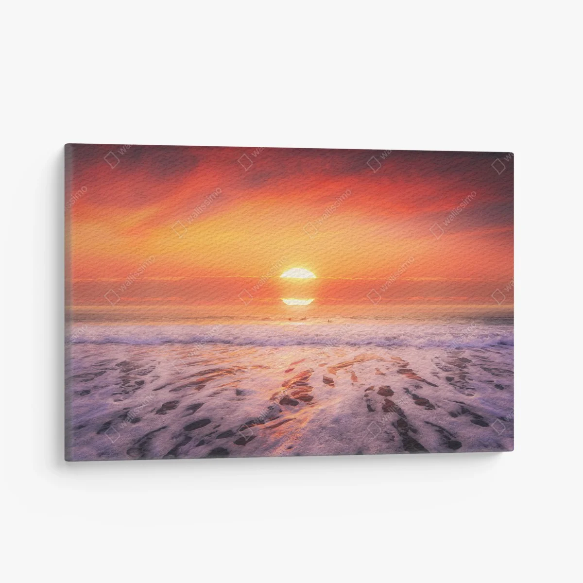Leinwandbild goldener sonnenuntergang über ruhigem strand – Wallnifity® Leinwandbild goldener sonnenuntergang über ruhigem strand – Wallnifity®