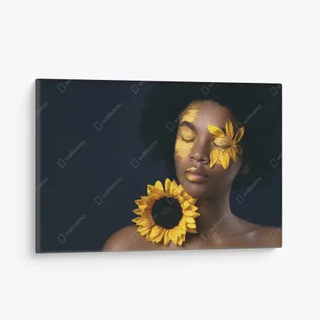 Leinwandbild sonnenblumen muse: florales gesichtsporträt – Wallnifity®