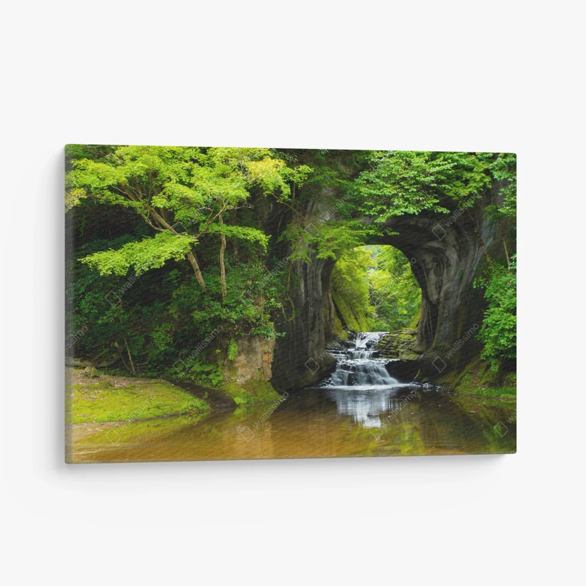 Leinwandbild geheimer wasserfall im felsbogen – Wallnifity® Leinwandbild geheimer wasserfall im felsbogen – Wallnifity®