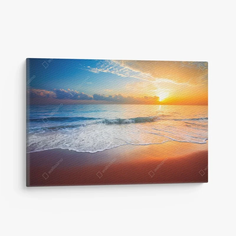 Leinwandbild ruhiger sonnenuntergang über dem meer