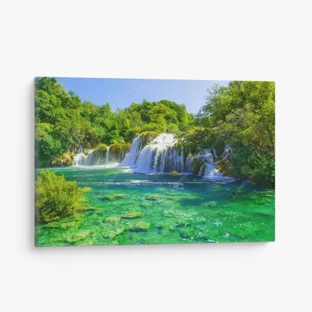 Leinwandbild smaragdgrüner wasserfall – Wallnifity®