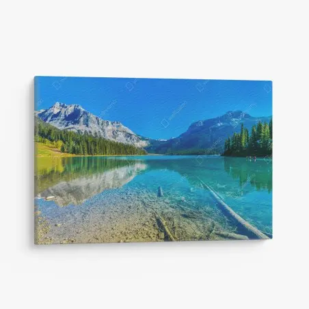Leinwandbild türkises alpensee mit bergreflexionen – Wallnifity®