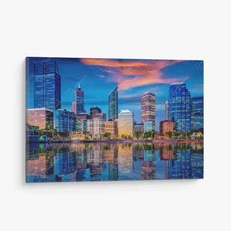 Leinwandbild Perth skyline bei sonnenuntergang – Wallnifity®