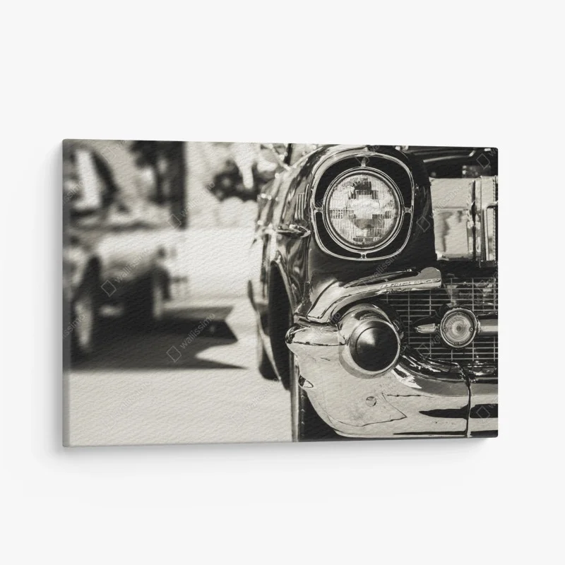 Leinwandbild vintage chrom klassisches auto nahaufnahme