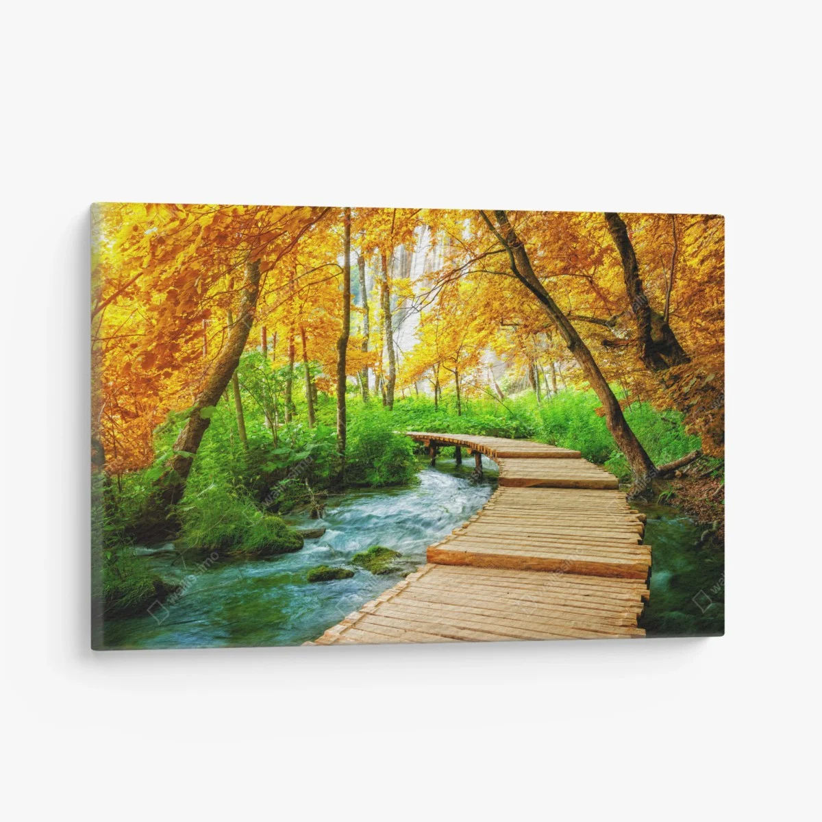 Leinwandbild goldener steg durch den wald bei Plitvicer Seen – Wallnifity® Leinwandbild goldener steg durch den wald bei Plitvicer Seen – Wallnifity®