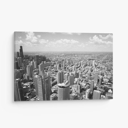 Leinwandbild Chicago skyline in graustufen – Wallnifity®