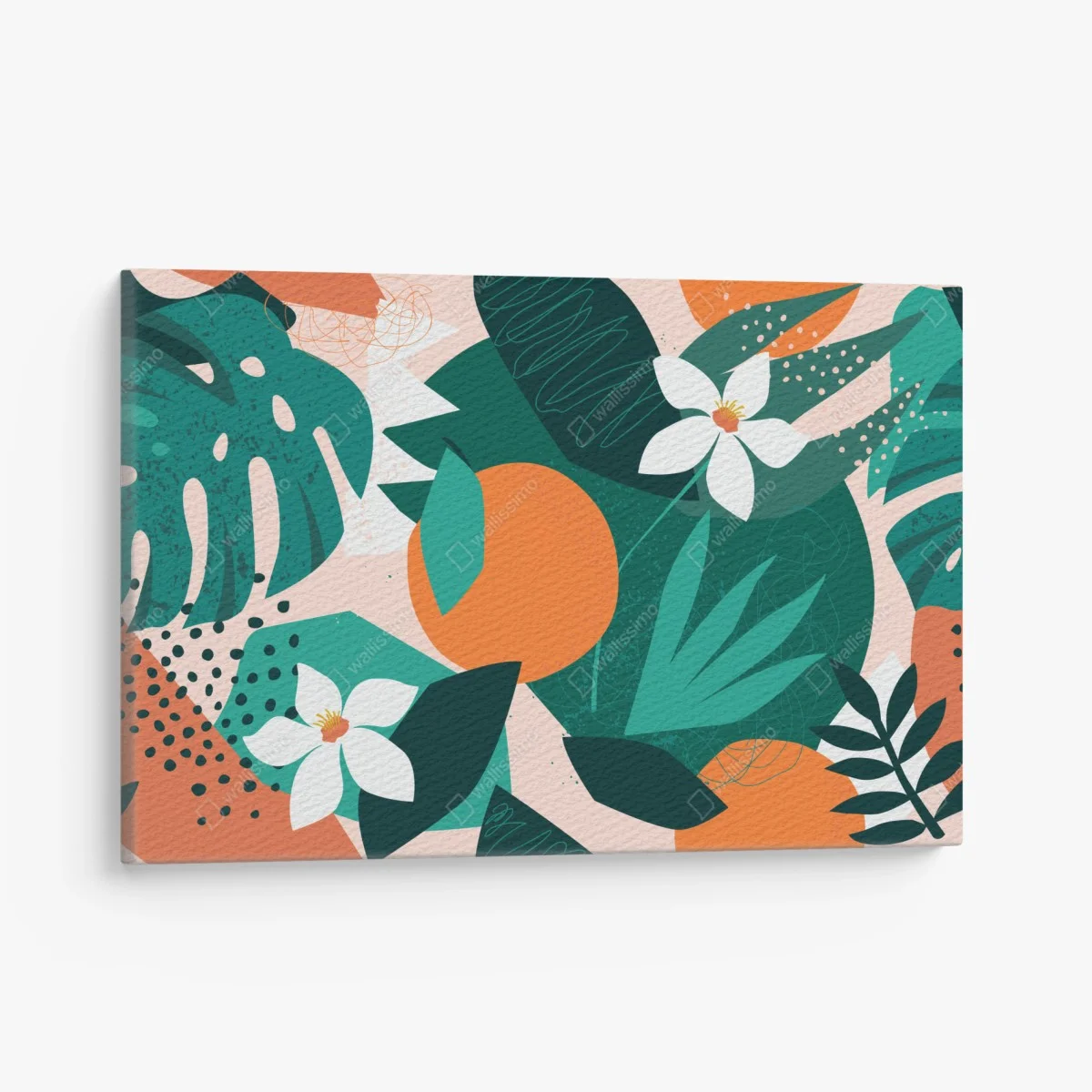 Leinwandbild tropische blätter und zitrus illustration – Wallnifity® Leinwandbild tropische blätter und zitrus illustration – Wallnifity®