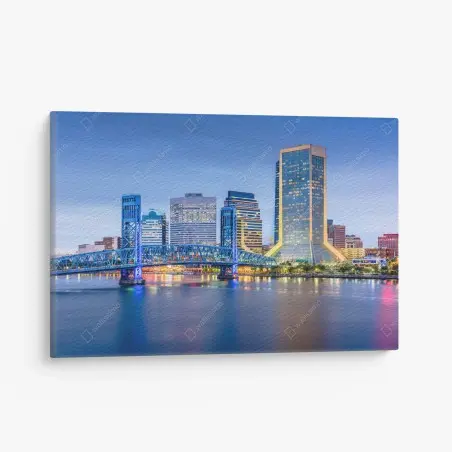 Leinwandbild Jacksonville skyline bei dämmerung – Wallnifity®