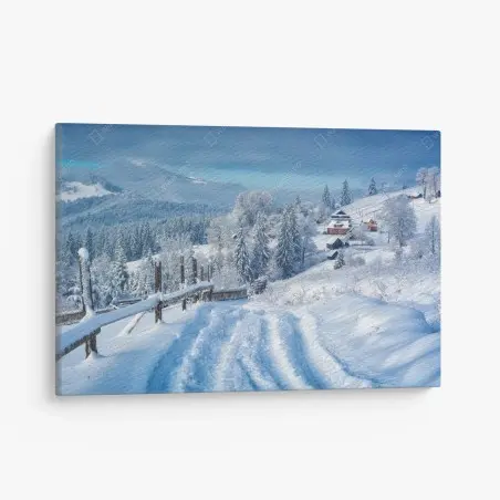 Leinwandbild winterweg zum alpendorf – Wallnifity®