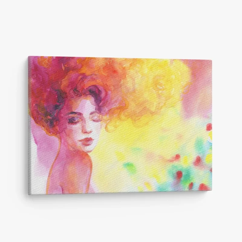 Leinwandbild leuchtendes aquarellporträt einer frau