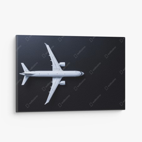 Leinwandbild weißes flugzeug von oben auf schwarzem hintergrund – Wallnifity®