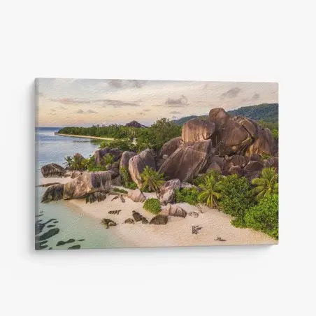 Leinwandbild Anse d'Argent tropischer granitstrand – Wallnifity®