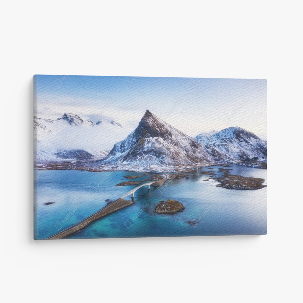 Leinwandbild Lofoten brücke und berg aus der luft – Wallnifity®