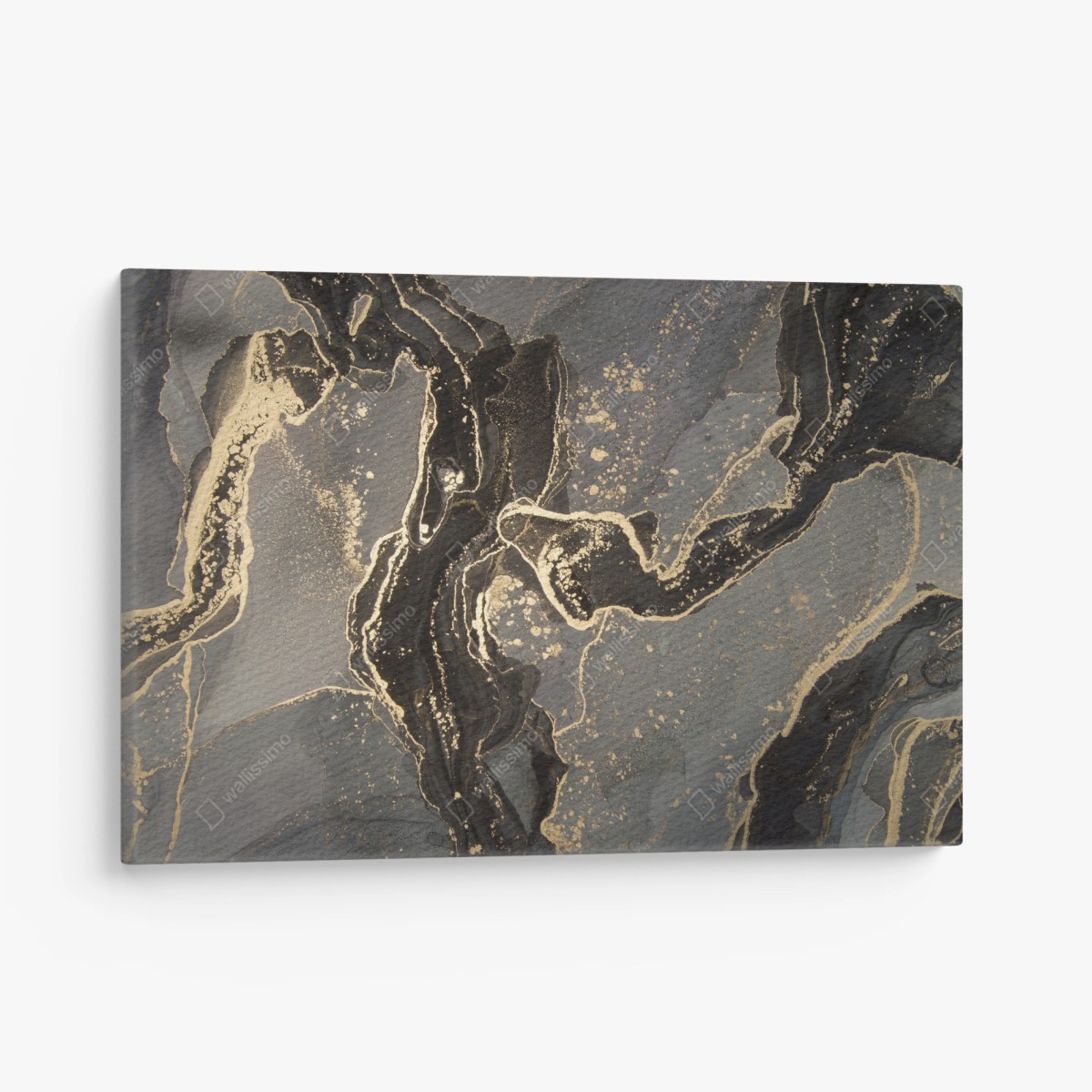 Leinwandbild luxuriöser schwarz-goldener marmor abstrakt – Wallnifity®