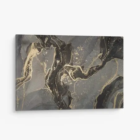 Leinwandbild luxuriöser schwarz-goldener marmor abstrakt – Wallnifity®