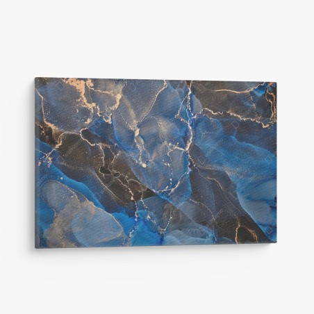 Leinwandbild luxuriöse blaue und goldene abstrakte wellen – Wallnifity®