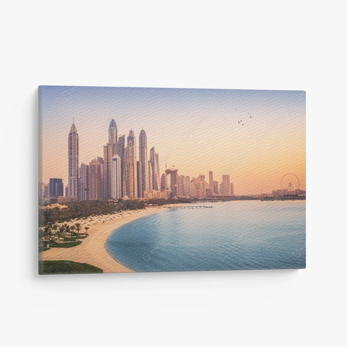 Leinwandbild Dubai skyline bei sonnenuntergang – Wallnifity® Leinwandbild Dubai skyline bei sonnenuntergang – Wallnifity®