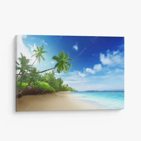 Leinwandbild sonnenuntergang am strand von Mahe, Seychellen – Wallnifity®