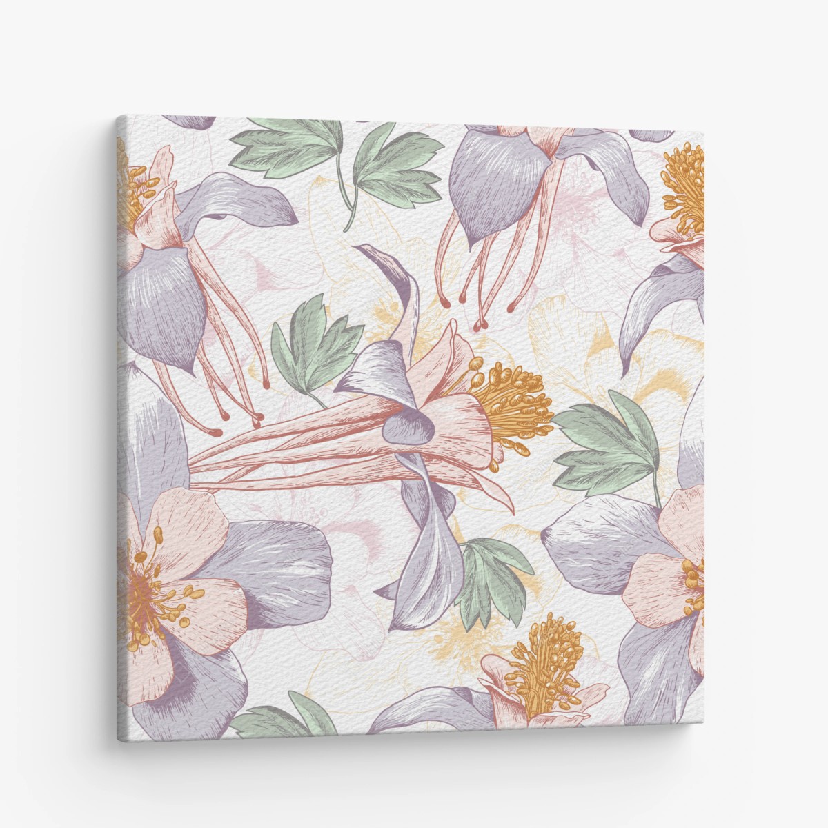 Leinwandbild zarte pastellblumen im botanischen stil – Wallnifity®