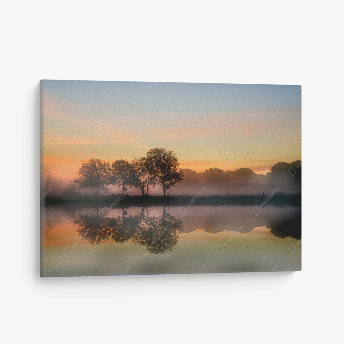 Leinwandbild nebliger herbstlicher sonnenaufgang über Englischer landschaft – Wallnifity®
