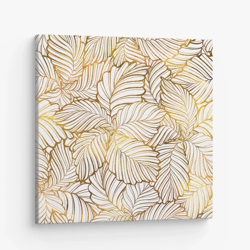 Leinwandbild goldenes blatt line art muster – Wallnifity®