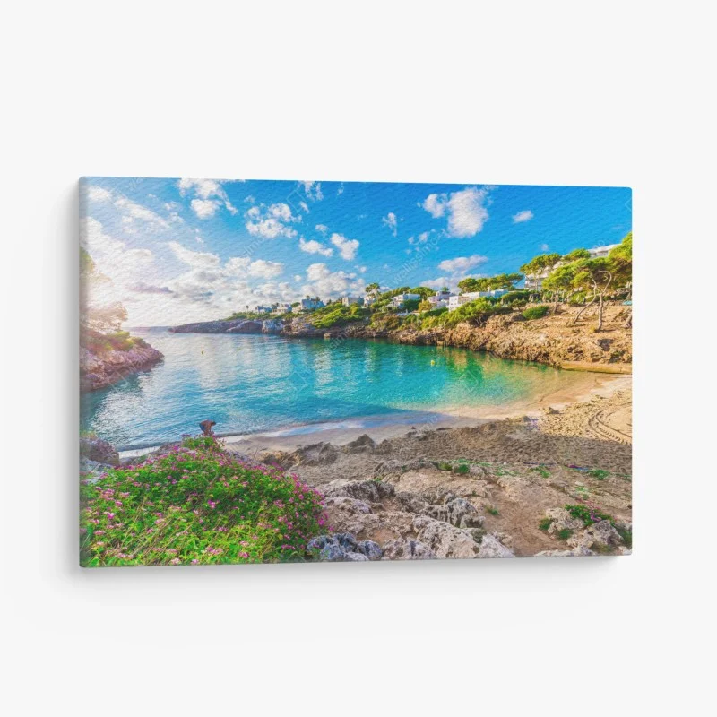 Leinwandbild sonnige Cala Esmeralda türkisbucht