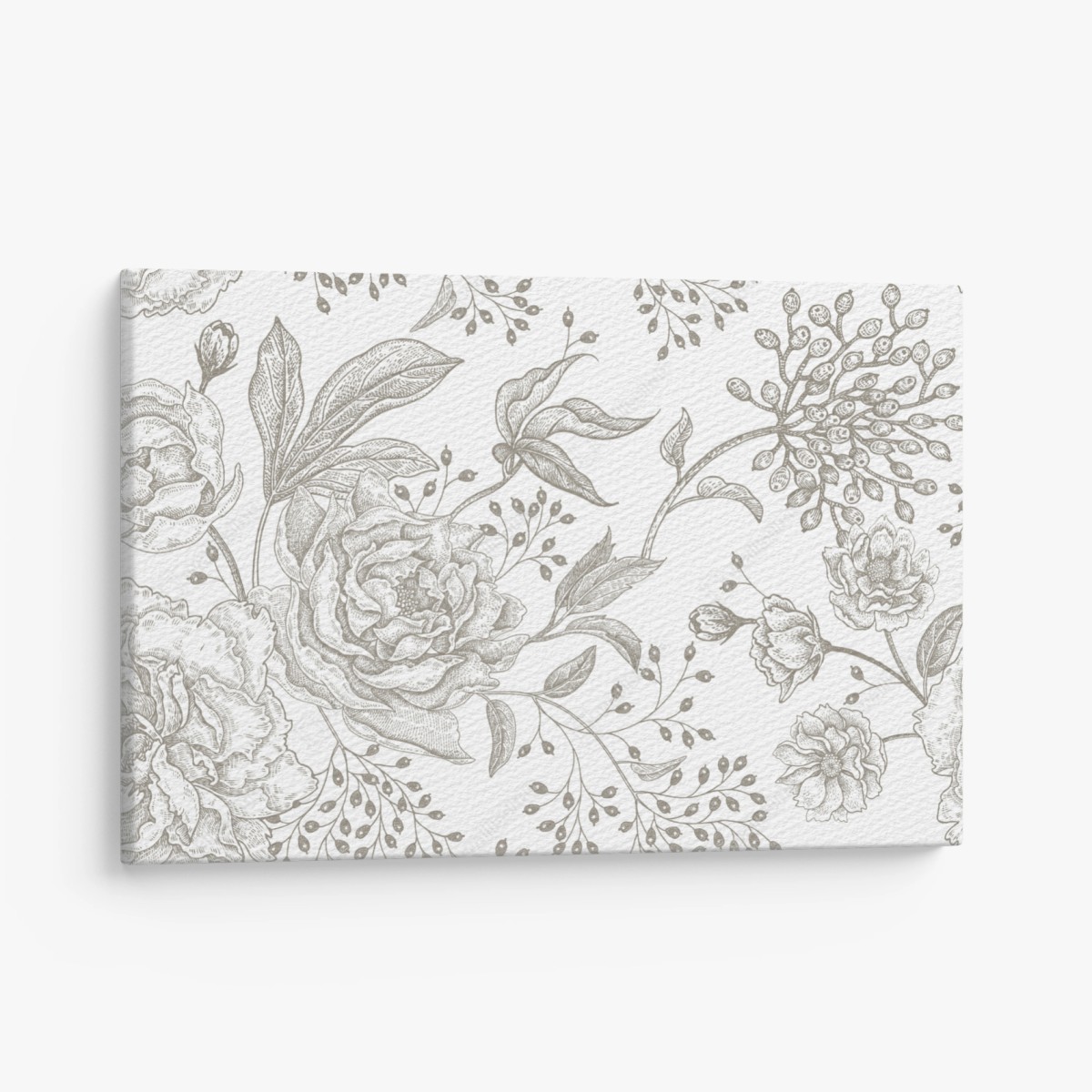 Leinwandbild zartes botanisches blumenmuster im vintage-stil – Wallnifity®