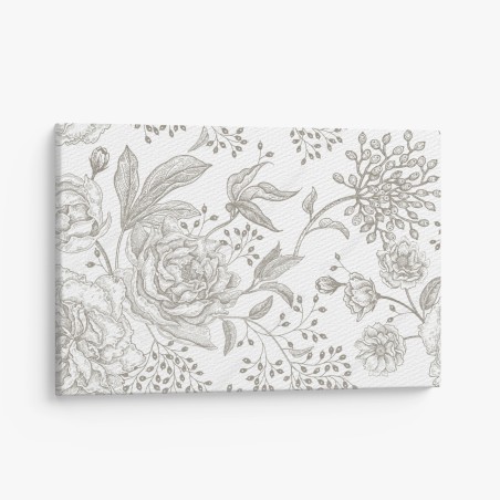 Leinwandbild zartes botanisches blumenmuster im vintage-stil – Wallnifity®