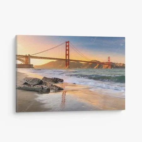Leinwandbild sonnenuntergang an der Golden Gate Bridge – Wallnifity®