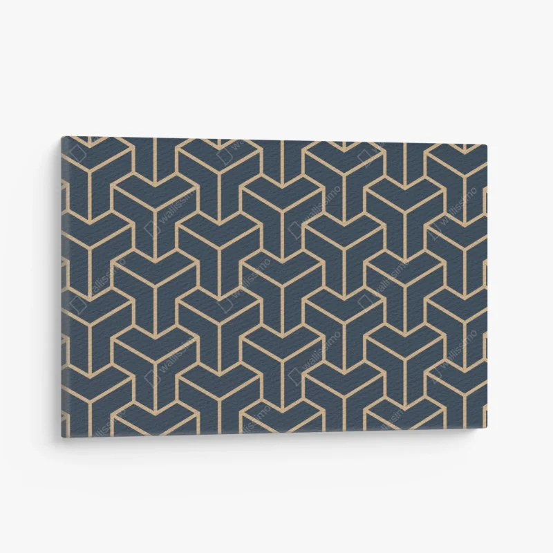 Leinwandbild marineblaues geometrisches würfelmuster – Wallnifity® Leinwandbild marineblaues geometrisches würfelmuster – Wallnifity®