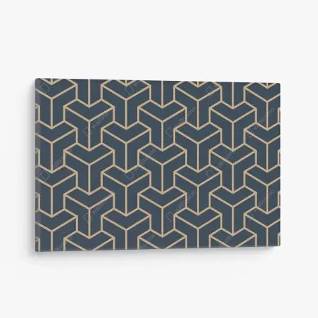 Leinwandbild marineblaues geometrisches würfelmuster – Wallnifity®