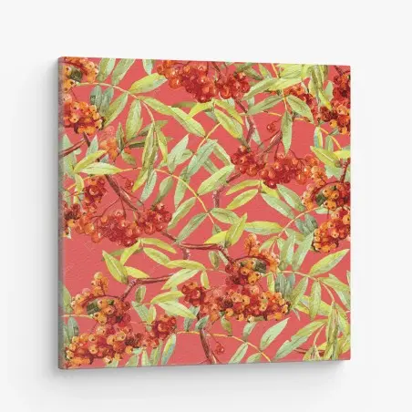Leinwandbild aquarellmuster mit vogelbeeren – Wallnifity®
