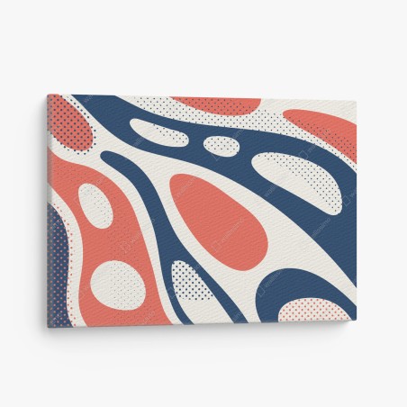 Leinwandbild retro korallenrot und marineblau abstraktes muster – Wallnifity®