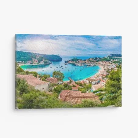 Leinwandbild sonnige panoramaaufnahme von Port de Soller – Wallnifity®