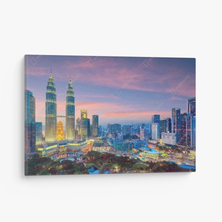 Leinwandbild Kuala Lumpur stadtpanorama bei dämmerung – Wallnifity®