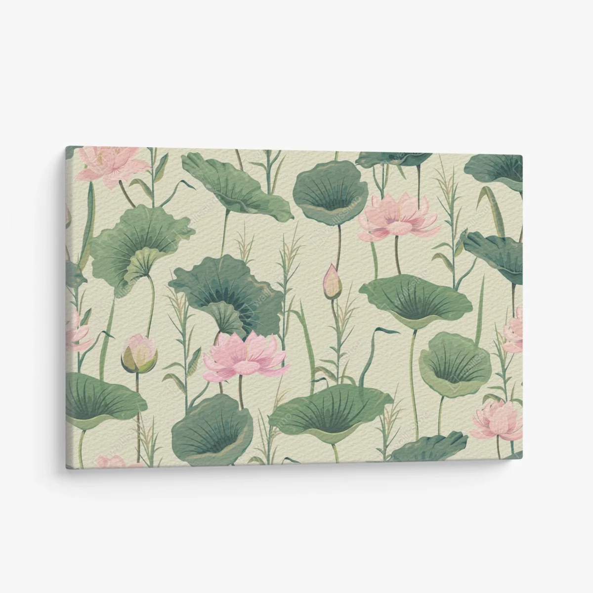 Leinwandbild sanfter lotusgarten botanisches muster – Wallnifity® Leinwandbild sanfter lotusgarten botanisches muster – Wallnifity®