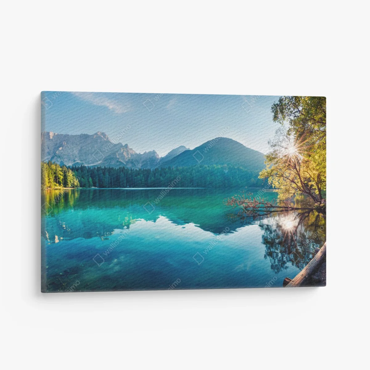 Leinwandbild sonniger Fusine see, Julische Alpen – Wallnifity® Leinwandbild sonniger Fusine see, Julische Alpen – Wallnifity®