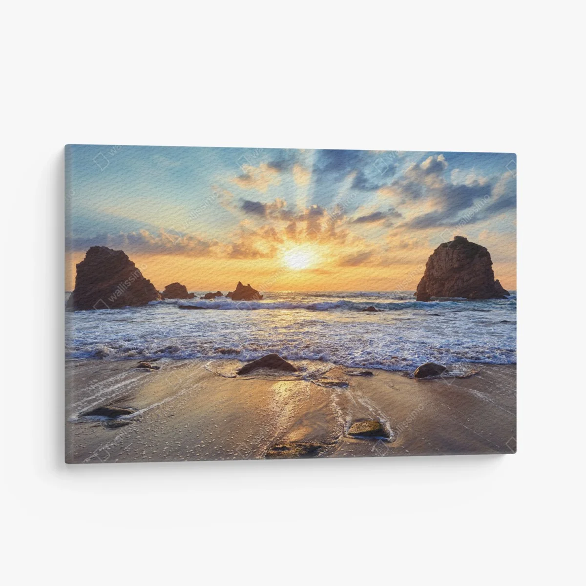 Leinwandbild sonnenuntergang an der felsigen küste – Wallnifity® Leinwandbild sonnenuntergang an der felsigen küste – Wallnifity®