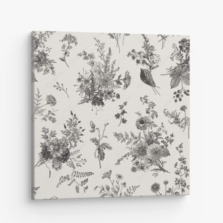 Leinwandbild klassisches schwarzweißes blumenmuster – Wallnifity®