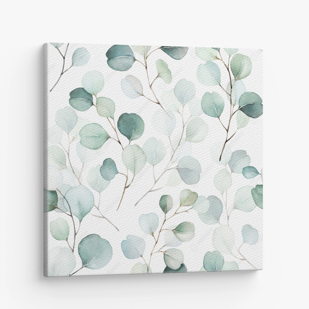 Leinwandbild zarter eukalyptus-aquarell blättermuster – Wallnifity®
