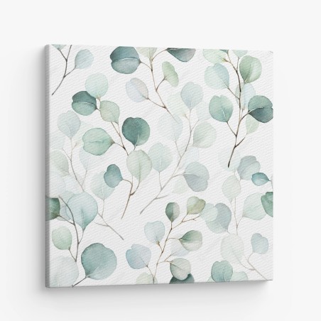 Leinwandbild zarter eukalyptus-aquarell blättermuster – Wallnifity®
