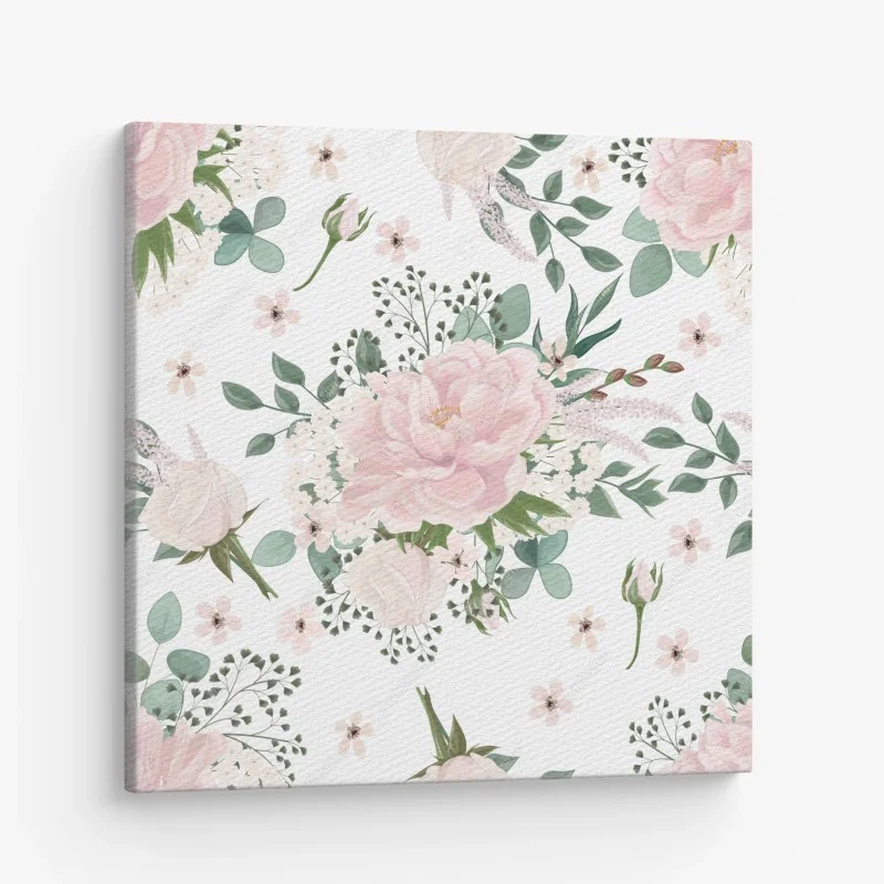 Leinwandbild zartes rosa pfingstrosenmuster – Wallnifity®