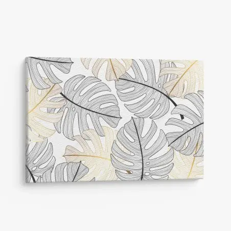 Leinwandbild monstera-blattmuster mit goldakzenten – Wallnifity®
