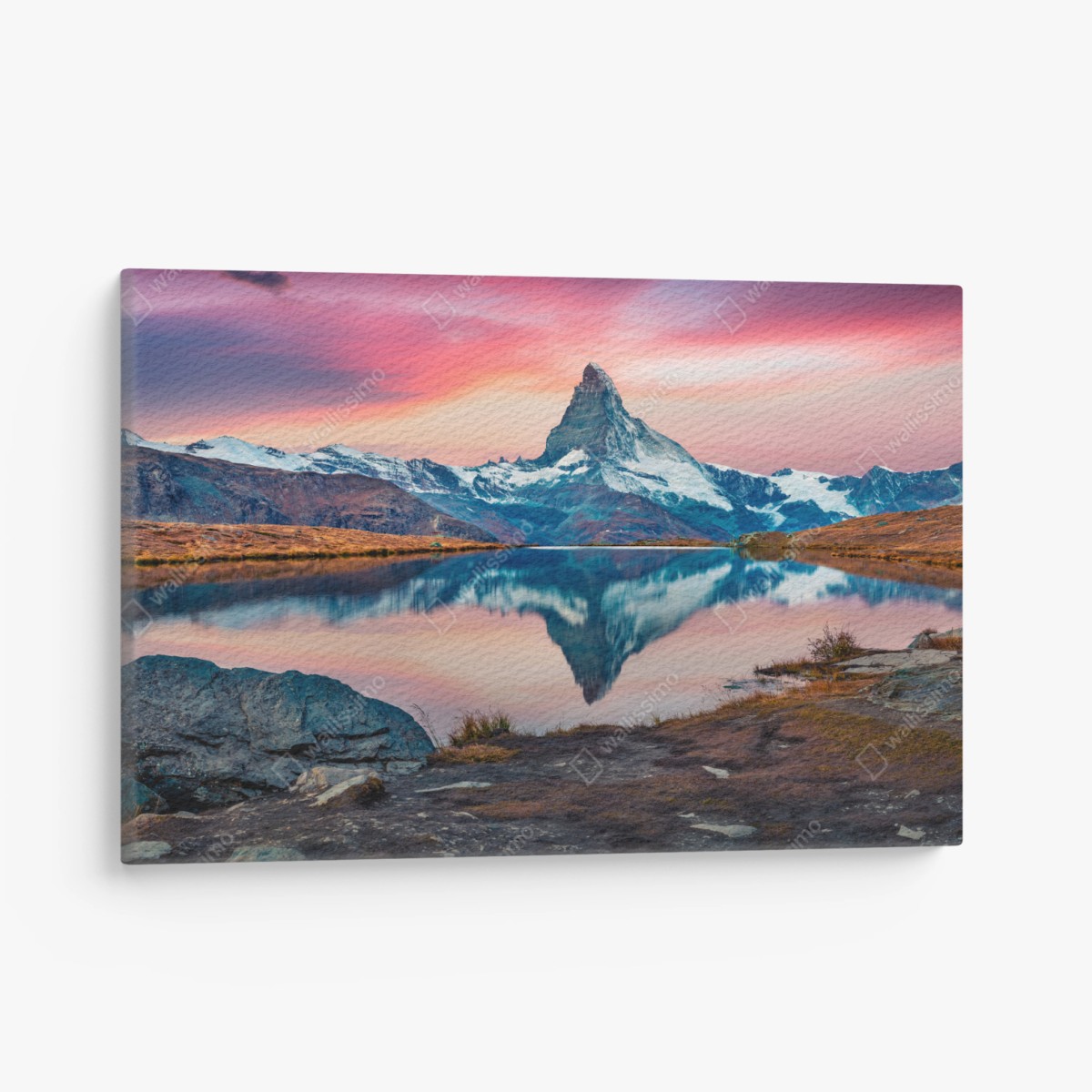 Leinwandbild majestätisches Matterhorn spiegelt sich im Stellisee – Wallnifity®