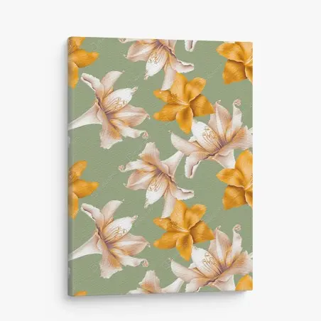 Leinwandbild goldene lilien botanisches muster – Wallnifity®